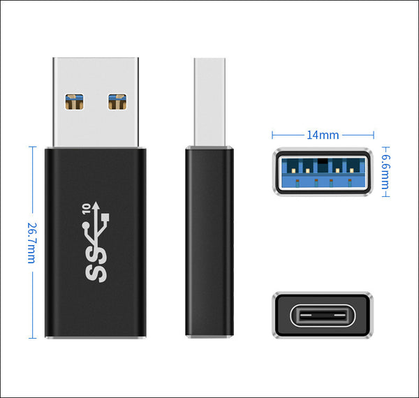 Adaptador USB-A a USB-C Hembra con Conector Reversible