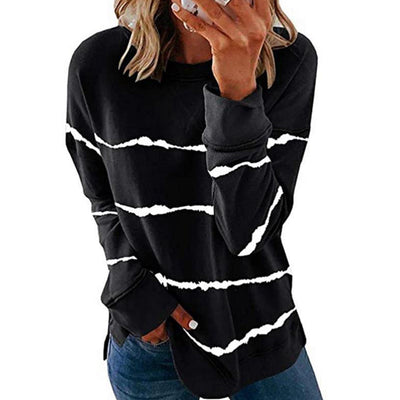 Sudadera Suelta de Cuello Redondo con Rayas Tie Dye para Mujer - Image 5