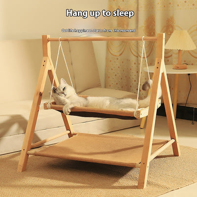 Hamaca Doble para Gatos de Madera - Cama Térmica 4 Estaciones - Image 4