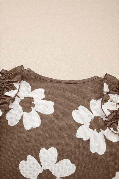Blusa Floral Fruncida de Manga Corta Estilo Europeo y Americano - Image 14
