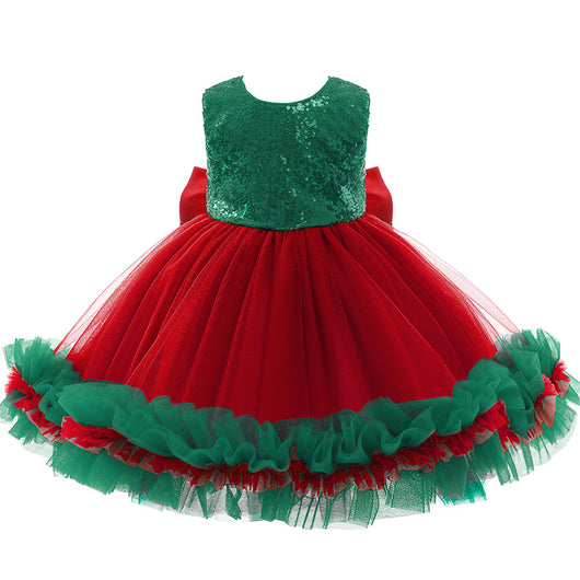 Vestido Navideño Infantil con Lentejuelas y Moño - Image 17