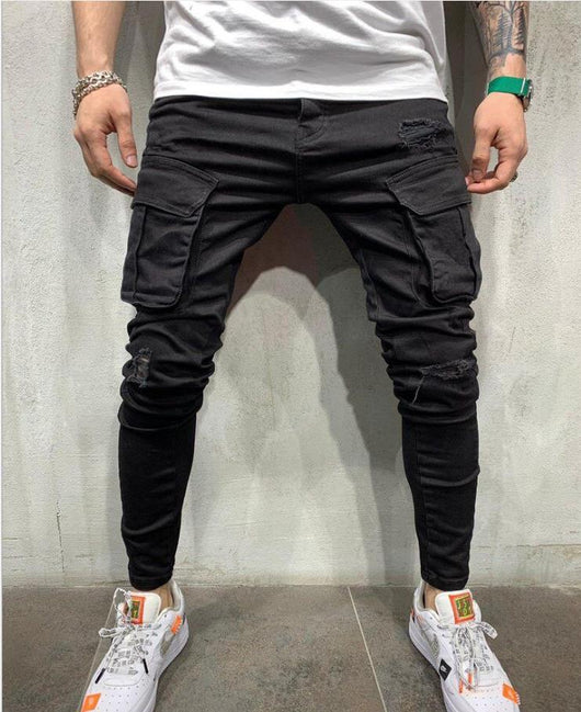 Pantalones Skinny Rotos con Múltiples Bolsillos y Tela Elastizada - Image 11