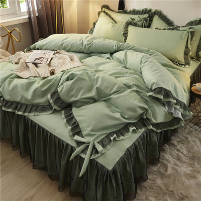 Juego de Cama Algodón Puro 4 Piezas con Encaje Elegante - Image 6