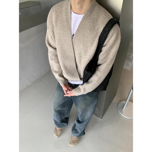 Chaqueta de Punto V-Neck Relajada para Hombre - Estilo Minimalista - Image 8