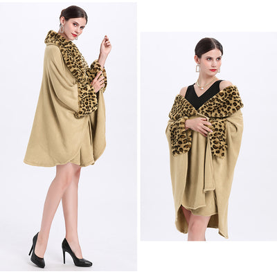 Capa Suelta Elegante con Cuello de Piel de Zorro para Mujer Talla Grande - Image 18