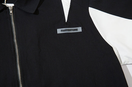 Camisa Manga Corta con Diseño Patchwork de Contraste para Hombre - Image 16