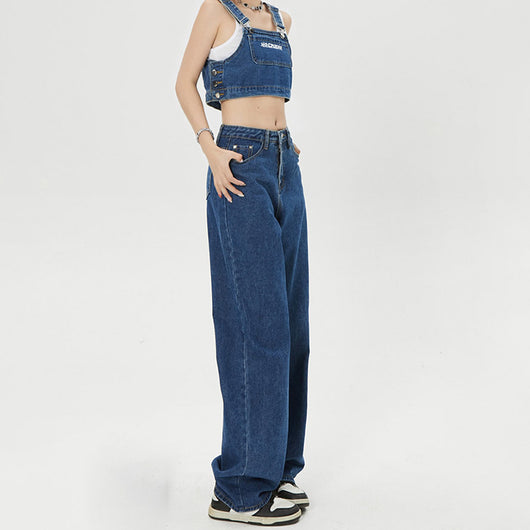 Jeans Rectos Amplios con Efecto Adelgazante y Drapeado Fluido - Image 4