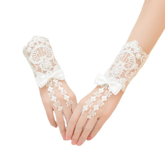 Guantes Cortos de Novia con Cuentas - Accesorios de Boda - Image 6