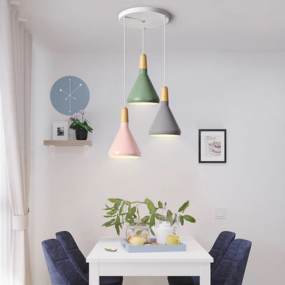 Lámpara Colgante Nórdica de Madera Sólida y Aluminio Diseño Minimalista - Image 3