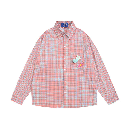 Camisa Cuadriculada Suelta con Diseño Personalizado y Bolsillos - Image 5