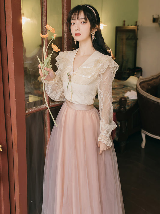 Blusa Hada Delicada con Falda Mesh Transparente