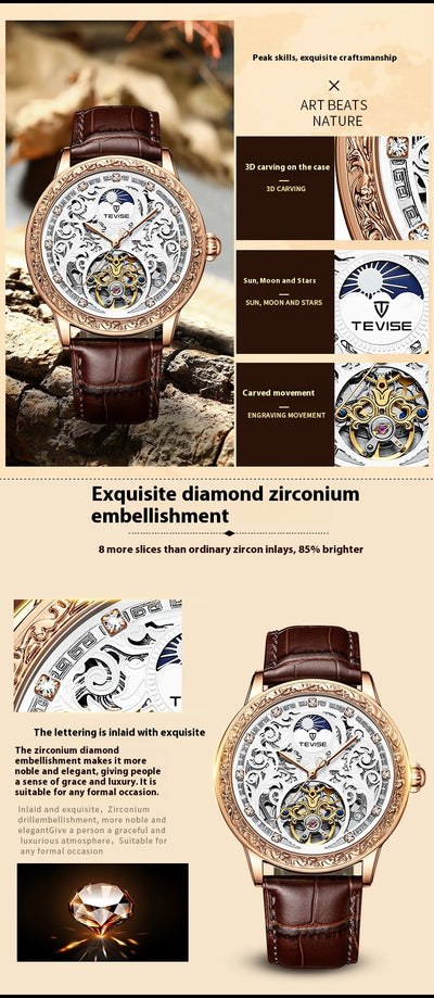 Reloj Mecánico Hombre Resistente al Agua con Diseño Calado - Image 8