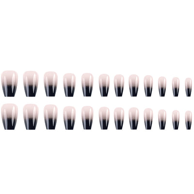 Uñas Postizas Degradado Blanco y Negro Efecto Bailarina - Image 4
