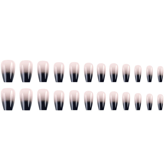 Uñas Postizas Degradado Blanco y Negro Efecto Bailarina - Image 4