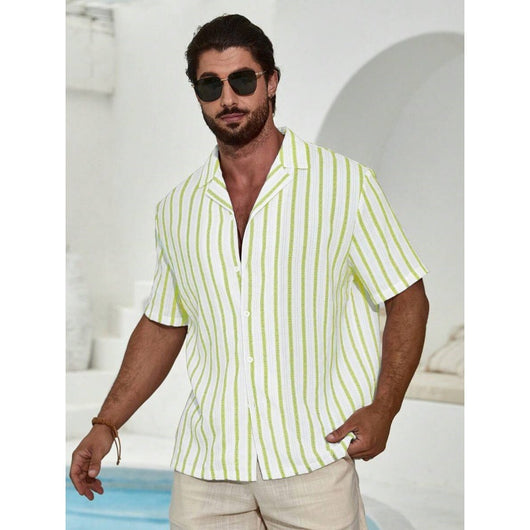 Camisa de Manga Corta con Estampado 3D Digital y Rayas de Contraste Geométrico - Image 13