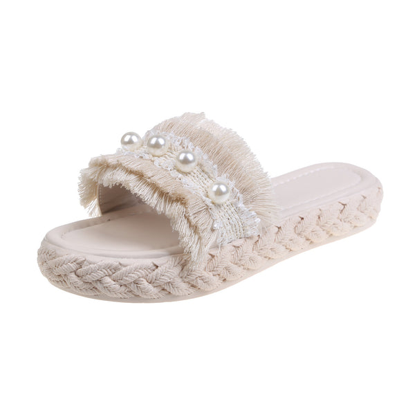 Pantuflas Estilo Coreano de Cuero Sintético Acolchado