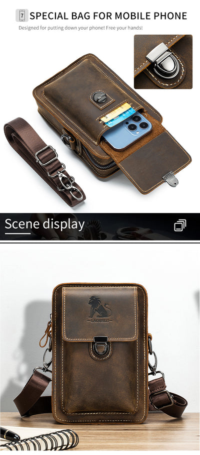Bolsa Mensajera de Cuero con Cinturón Multifuncional para Hombre - Image 19