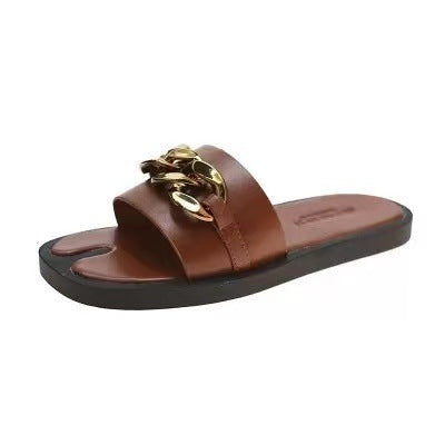 Sandalias Metalizadas con Cadena - Comodidad Desenfadada para Mujer - Image 11