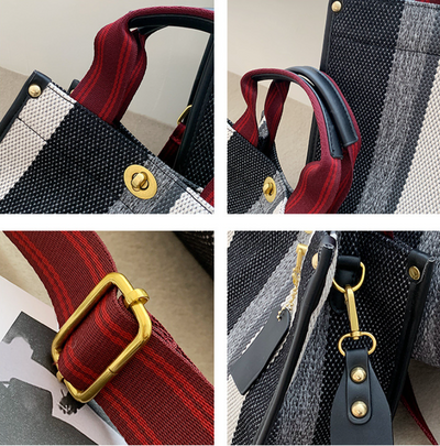 Bolsa de Compras Rayada con Contraste de Colores - Image 8