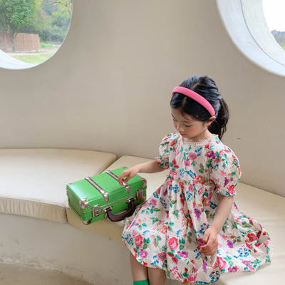 Vestido Infantil Princesa Rosa con Flores - Manga Corta - Image 10