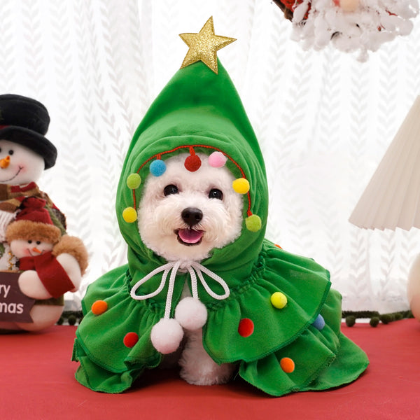 Disfraz Navideño para Gatos con Árbol y Estrella Brillante