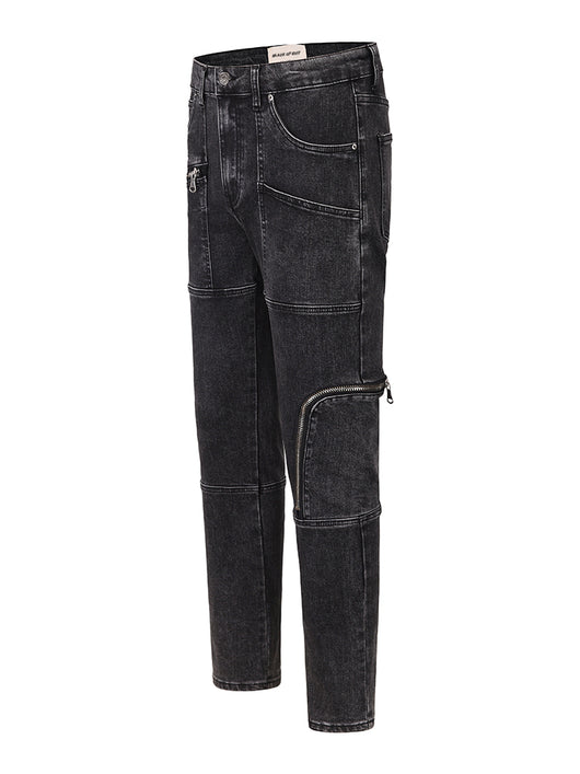 Jeans Slim Fit Gris Desgastado Lavado - Image 4