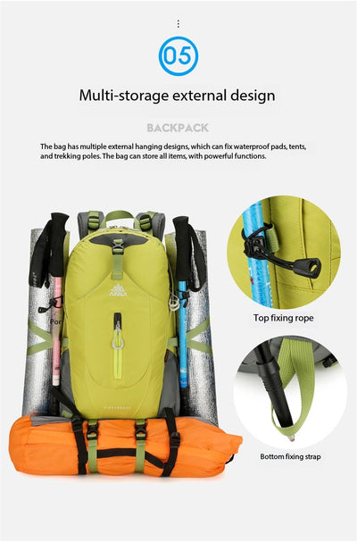 Mochila de Trekking AZELA Electron 40L - Blanco y Azul Marino para Senderismo y Viajes - Image 32