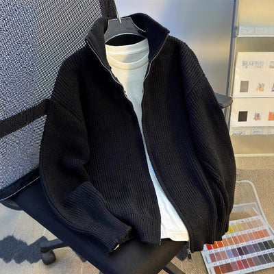Cardigan Tejido Hip-Hop Retro con Cierre - Suéter Cálido para Hombre - Image 3