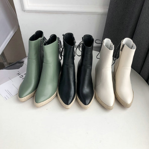 Botines Tejidos con Tacón Alto y Punta Afilada - Calidez y Elegancia