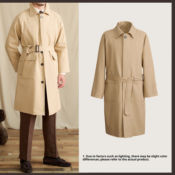 Abrigo Trinchera de Algodón Vintage Estilo Británico