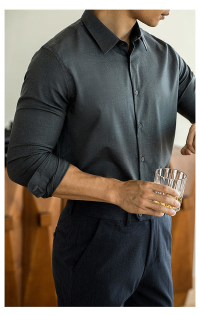 Camisa de Lana Modal Estilo Old Money para Hombre - Image 16