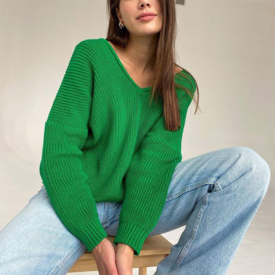 Suéter Tejido V-Neck Estilo Relajado para Mujer - Image 13