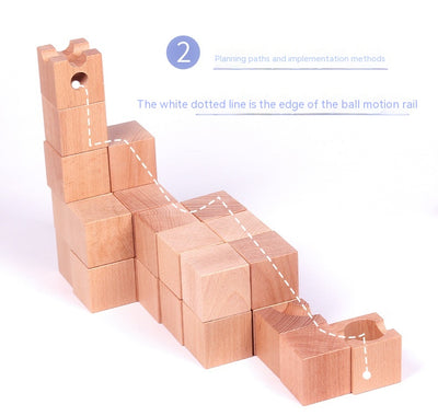Juego de Construcción de Pistas de Canicas con Tubos de Madera - Image 13