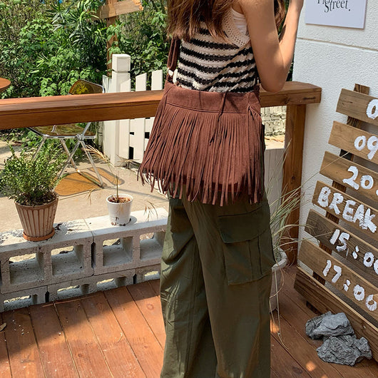Bolsa Crossbody Retro con Borlas - Diseño Versátil y Minimalista - Image 18