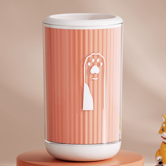 Light blue pet foot washing cup with a white paw print design, ribbed texture, and smooth base. - Image 22