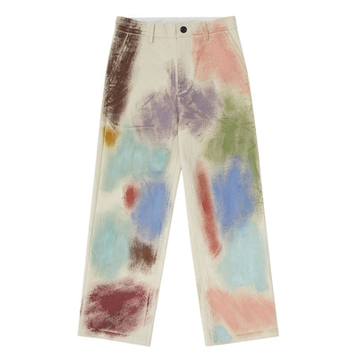 Pantalones Rectos Sueltos Pintados a Mano para Mujer - Image 6