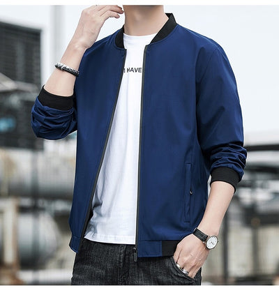 Chaqueta Hombre Primavera Otoño Cuello Alto Diseño Liso - Image 17