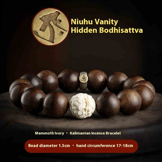 Pulsera Buda de Marfil de Mamut y Agar – Brazalete Espiritual para Mujeres - Image 2
