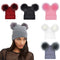 Gorro de Lana Tejido Doble para Mujer con Bola Decorativa