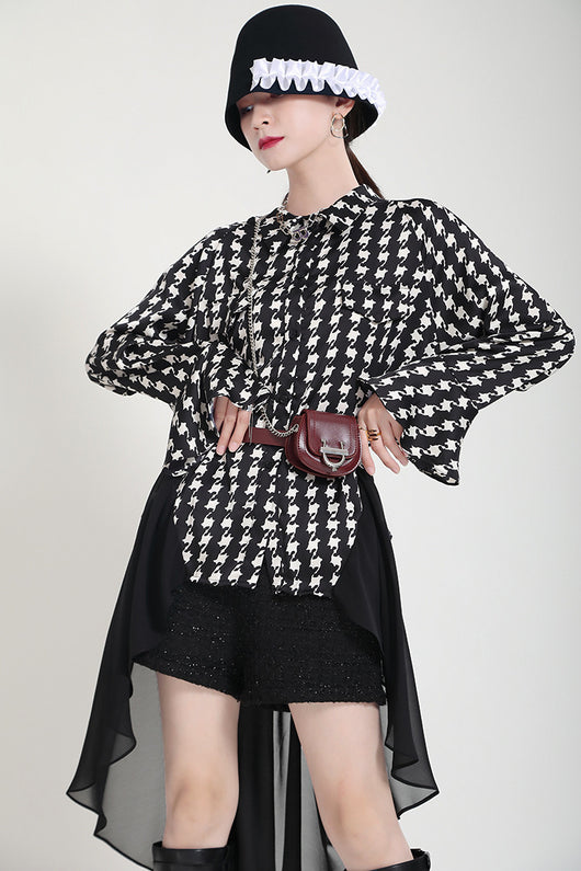 Vestido Camisero Estampado con Mangas Acampanadas Efecto Dos Piezas - Image 7