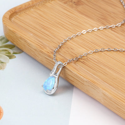 Collar y Pulsera con Colgante de Gota en Plata S925 Azul
