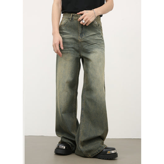 Jeans Azul Cyan Estilo Retro Americano con Desgastes para Hombre - Image 4