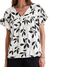 Blusa de Lino Estampada Manga Corta - Casual y Cómoda