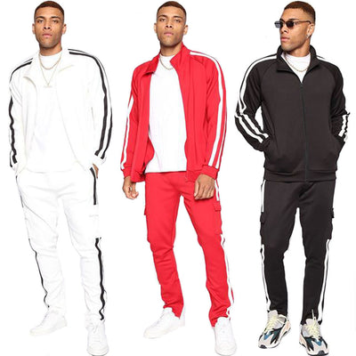 Traje Deportivo Casual Hombre Rayas Combinadas Estilo Coreano - Image 12