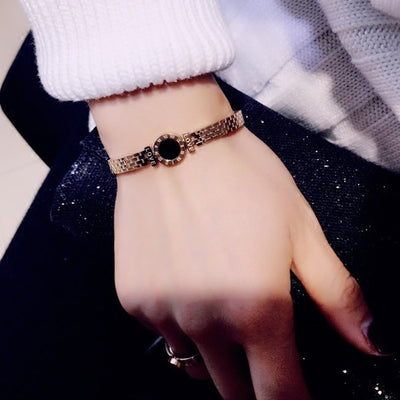 Pulsera Brazalete Números Romanos Oro Rosa Acero Inoxidable para Parejas - Image 5