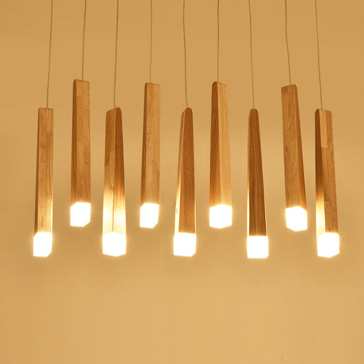 Lámpara Colgante de Madera Nórdica con Listones - Diseño Minimalista Moderno