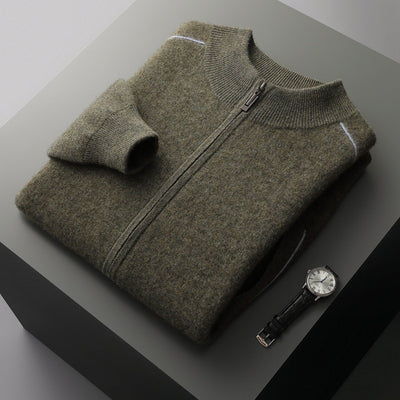 Suéter de Cachemira para Hombre Grueso Cuello Alto Cremallera - Image 3