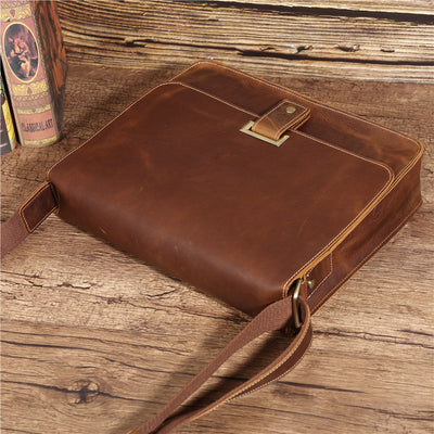 Bolso Bandolera Vintage de Cuero Crazy Horse para Hombre - Image 6