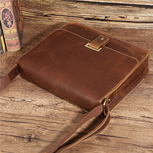 Bolso Bandolera Vintage de Cuero Crazy Horse para Hombre - Image 6