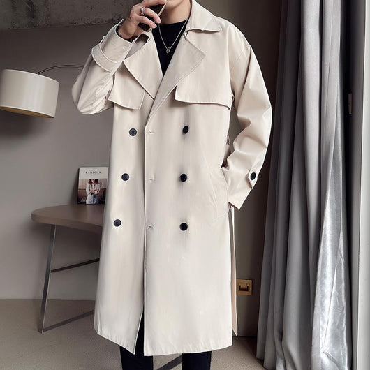 Abrigo Trench Coat Doble Botonadura Beige para Hombre - Image 6
